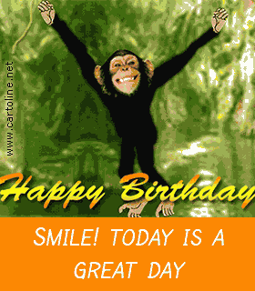 Funny wishes for a Happy Birthday with a monkey