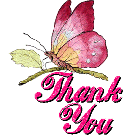 Thank you with glitter butterfly